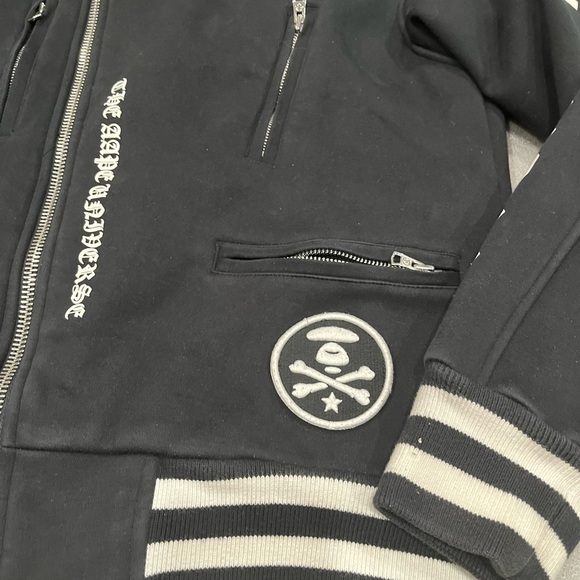[L]Aape Black Graphic Men's Bomber Moto Jacket - Picture 2 of 11